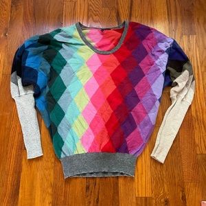 United Colors of Benetton rainbow dolman sleeve sweater size small